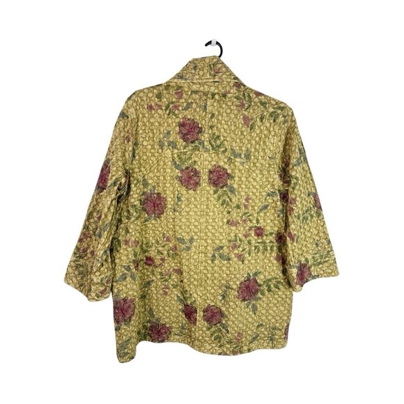 Soft Surroundings Women's Plus 2X Embroidered Single Toggle Jacket Gold Floral - Picture 2 of 14